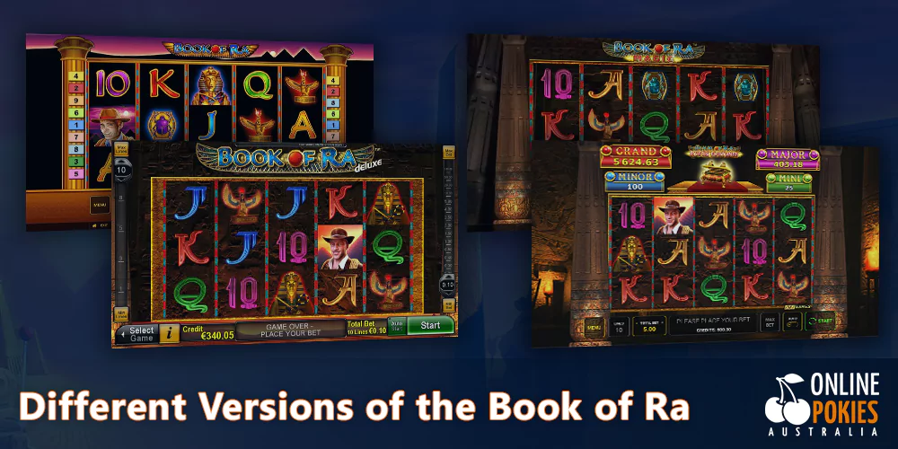 Classic, Deluxe, Magic and Mystic Fortunes version of Book of Ra pokie