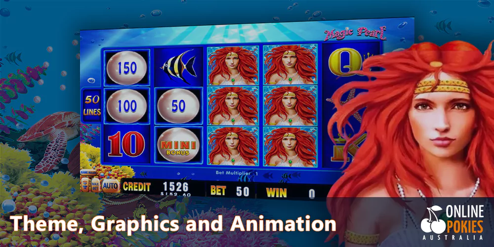 Las Vegas theme and modern, beautiful animation at Magic Pearl pokie