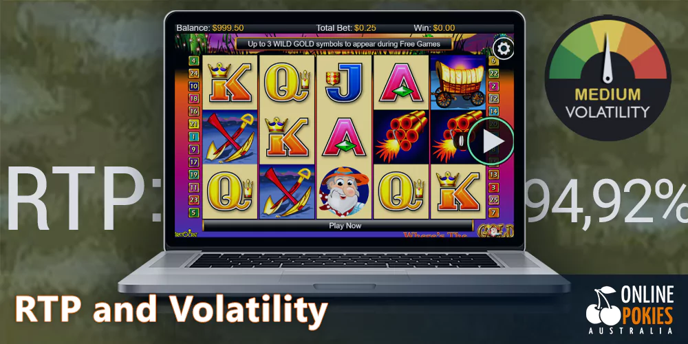 RTP 94,92% and medium volatility at Where's the Gold Pokie