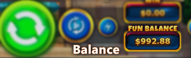 Button displaying the balance in the Pokie