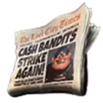 Newspaper symbol in cash bandits 3 pokie