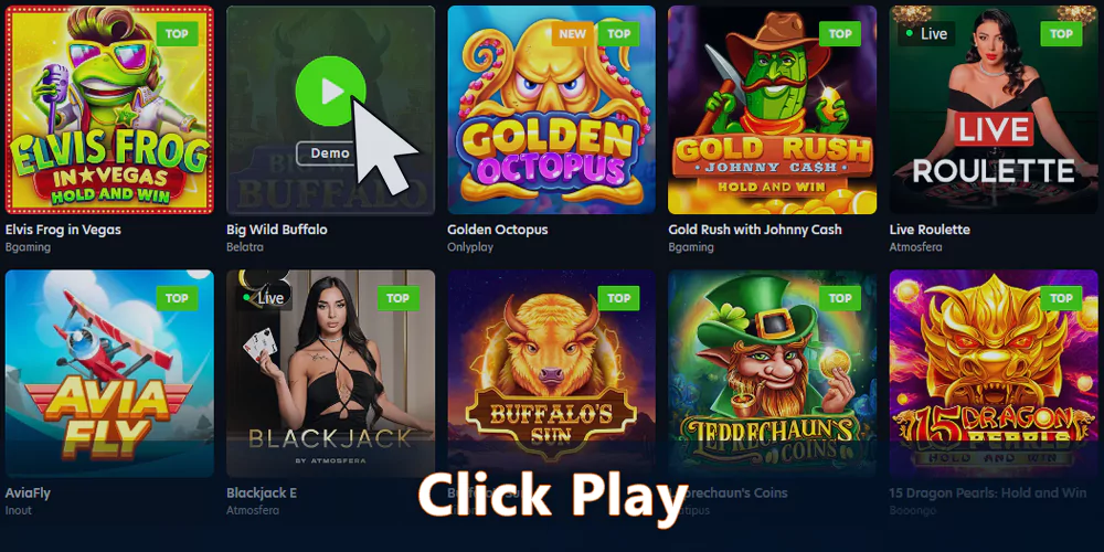 Click Play on the Big Buffalo pokie