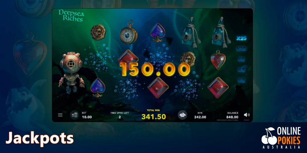 Jackpots in Deepsea Riches pokie